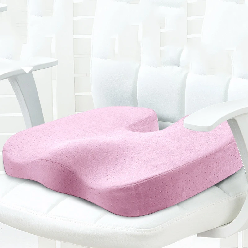1 шт. 44X34 см копчик бархатная ткань медленная пена с эффектом памяти уменьшает боль в позвонках для формирования красивых ягодиц для офиса автомобиля дома набедренная подушка - Цвет: Розовый