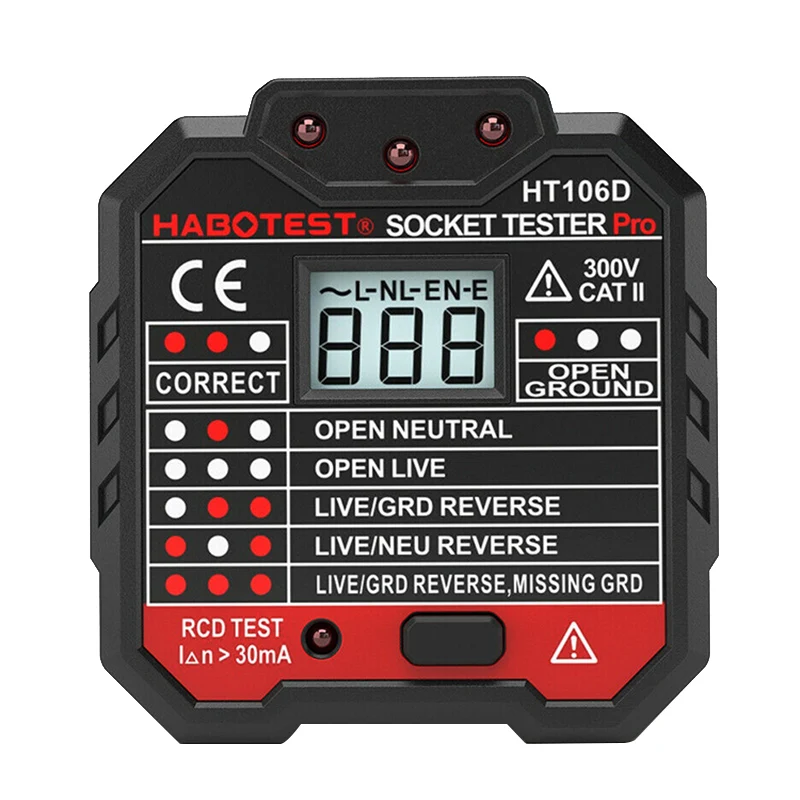 Розетка тестер цепи полярности напряжения стены вилка выключатель Finder с RCD/GFCI JS23