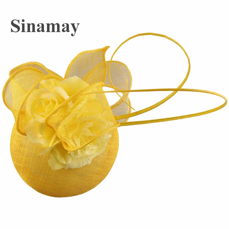 Schöne Qualität 4-lagige Sinamay Hochzeit Fascinator Hut für Hochzeit elegante Frauen Mode Kopf bedeckung Party Abendessen Chapeau Haars pange – Detail 10