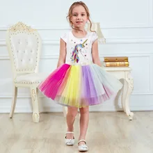 Платье с единорогом для девочек; одежда без рукавов для девочек; халат Fille; Детский костюм для детей 3, 5, 8 лет; Радужное летнее платье с единорогом; Vestido