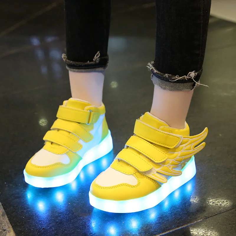 comfortable sandals child Size 25-37 Children LED Shoes USB Charged Glowing Wings Sneakers With Lights Luminous Shoes For Kids Boys Girls Backlight tenis slippers for boy Children's Shoes