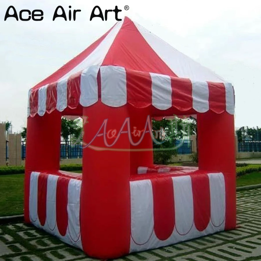 Small-white-and-red-point-infaltable-candy-floss-concession-booth-stall-station-for-promotion
