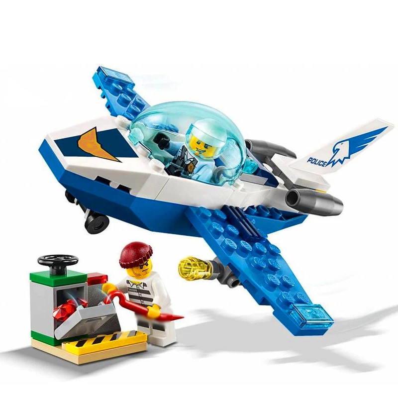 

LARI 11205 66Pcs City Police Jet Patrol Plane Model Building Blocks Brick Compatible 60206 Toys For Children