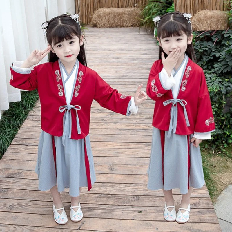Hanfu/весенне осенняя китайская детская одежда для маленьких девочек 2020 детский