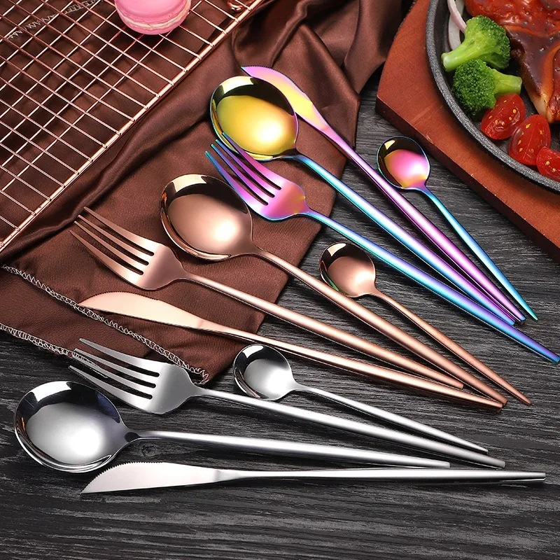 

Mirror Gold Forks Spoons Knives Tableware Steel Cutlery Set Stainless Steel Silverware Set Gold Chopstick Spoon Knife Fork Sets