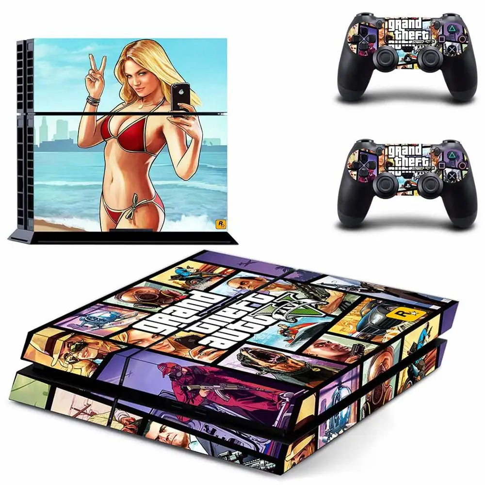 Наклейка s GTA 5 наклейка для PS4 PS 4 наклейка Play station 4 виниловые наклейки крышка Pegatinas для playstation 4 консоль и 2 контроллера - Цвет: DPTM0966