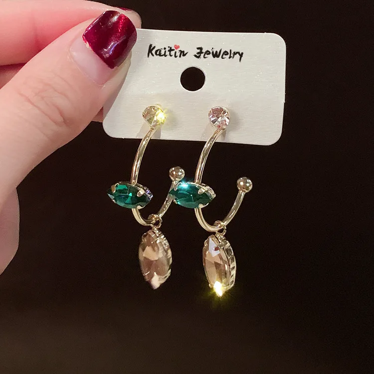 

2019 New Fashion Zinc Alloy Classic Round Women Dangle Earrings Korean Deep Blue Crystal Circle Jewelry For Female