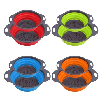 

Silicone Collapsible Colander,Space Saver Folding Strainer Colander Set,for Draining Pasta, Vegetable and Fruit,8 Pack