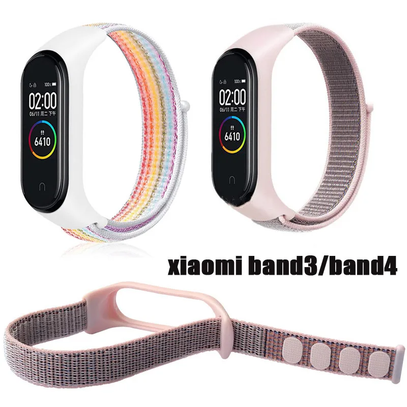 Нейлоновый ремешок для Xiao mi band 3 4, сменный Браслет, женские и мужские браслеты, умные аксессуары для Xiomi mi band 4 3