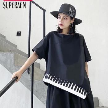 

SuperAen Europe Fashion T Shirts Female 2020 Nian Summer Wild Cotton Women T-shirt Short Sleeve Round Collar Casaul Tops Female