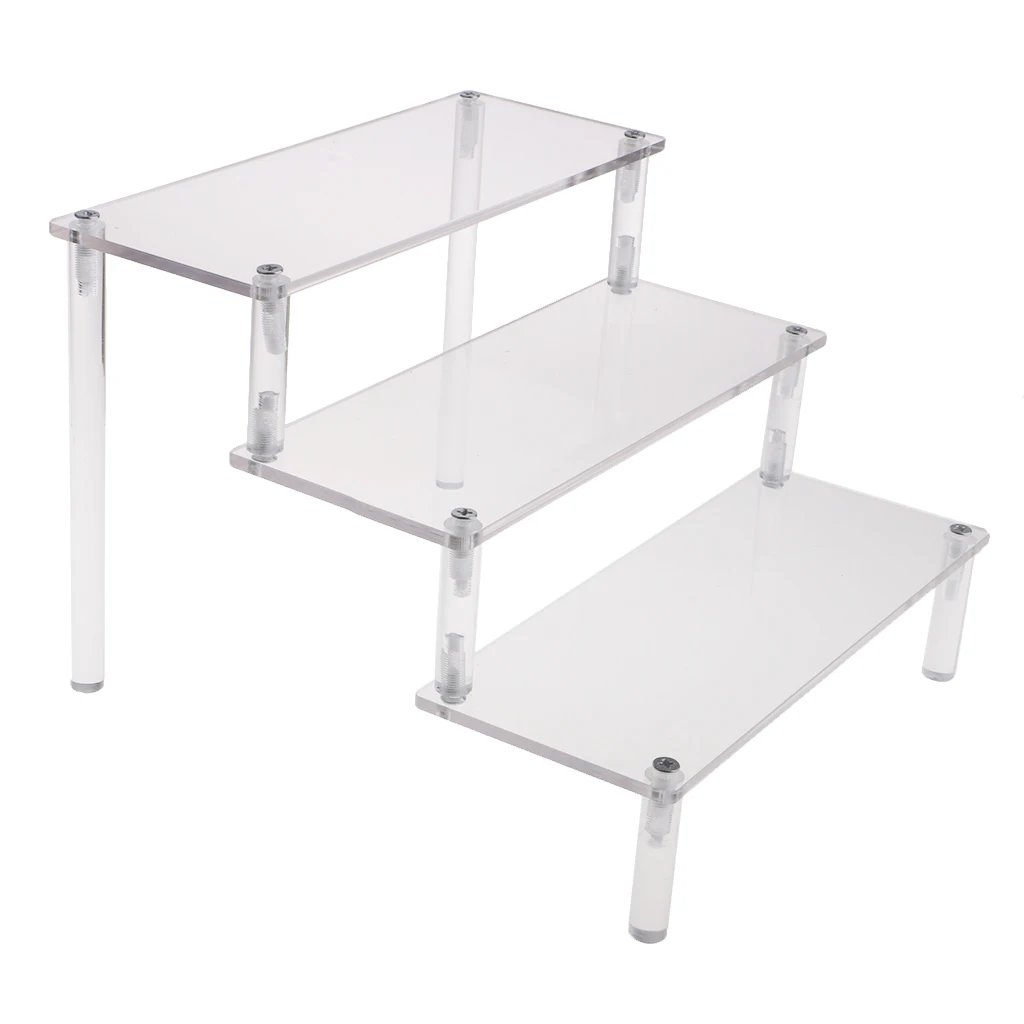 Figures Display Stand Acrylic 3 Tier Shelf Removable for Action Figures Car Airplan Model Show