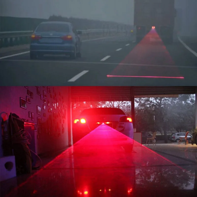 Anti Collision Rear-end Car & Motorcycles Laser Tail Fog Light Auto Brake Parking Lamp Rearing Warning Light Car Styling