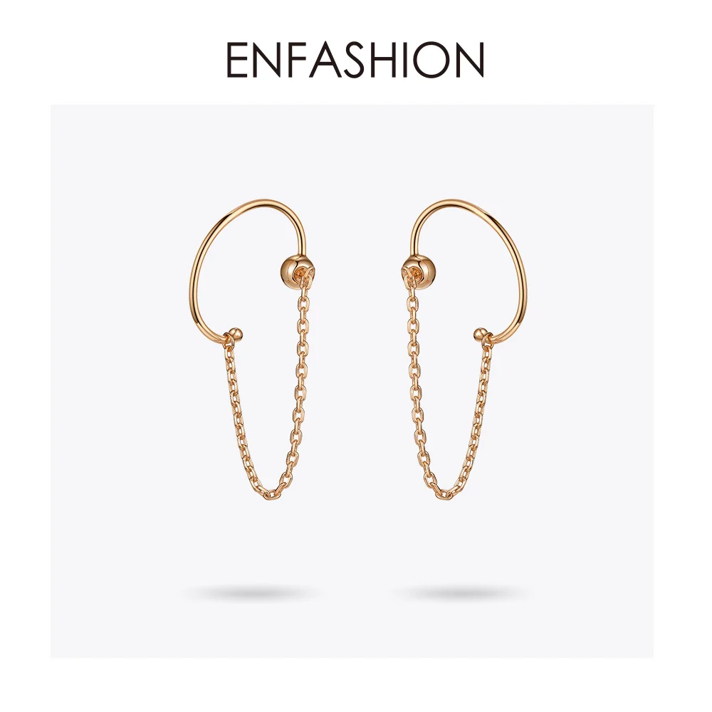 ENFASHION панк с-образная цепочка, серьги-гвоздики для женщин, золотой цвет, минималистичные серьги-манжеты для ушей, модные ювелирные изделия E191091 - Окраска металла: Rose gold color