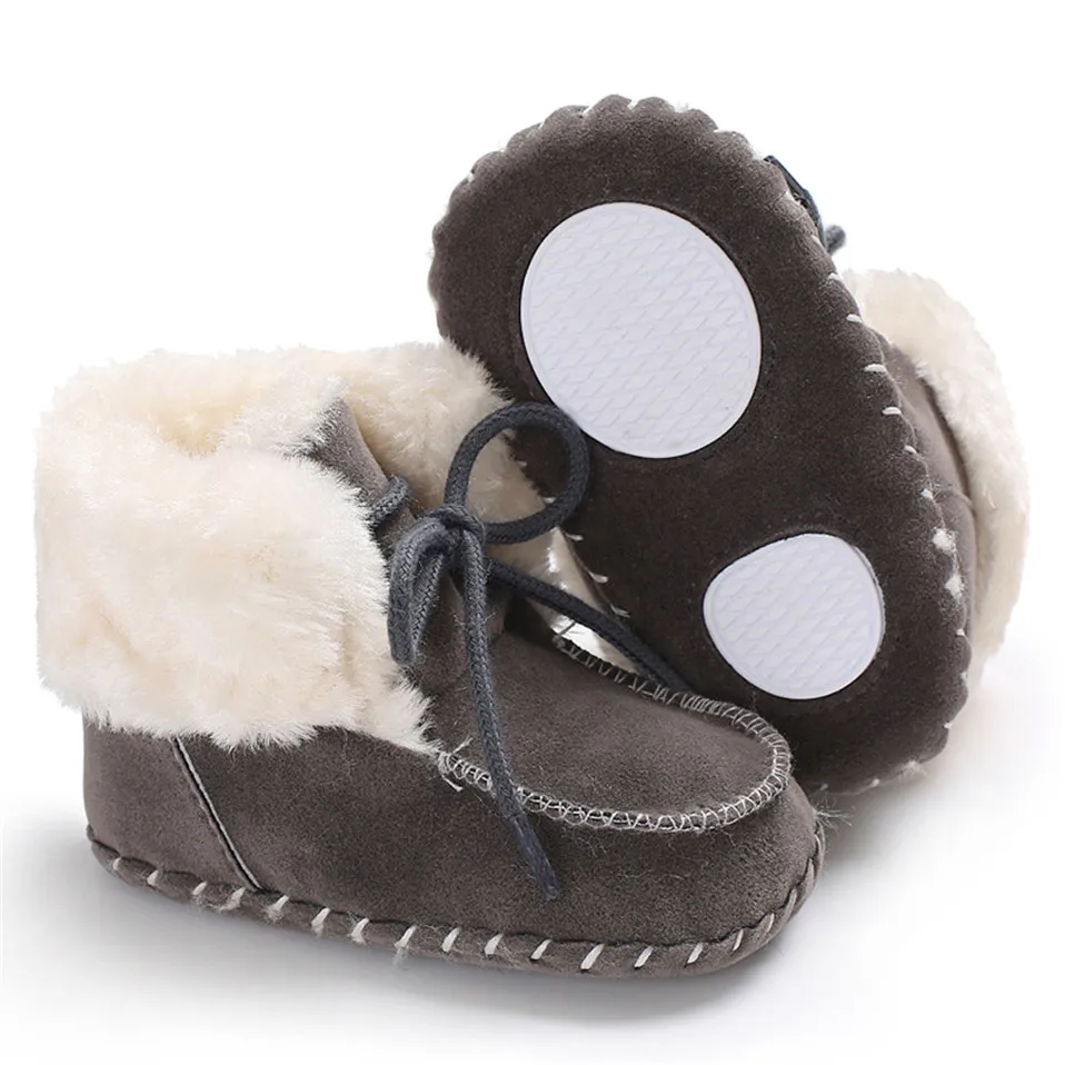 Осенняя новая детская нескользящая обувь для новорожденных с мягкой подошвой для маленьких мальчиков и девочек зимние теплые однотонные ботинки для детей 0-18 месяцев