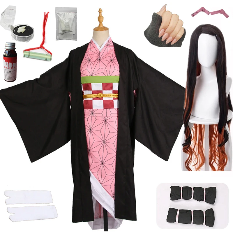 Лидер продаж; Новинка; аниме «Demon Slayer: Kimetsu no Yaiba»; Косплей; Kamado Nezuko; женская японская одежда; костюм для косплея