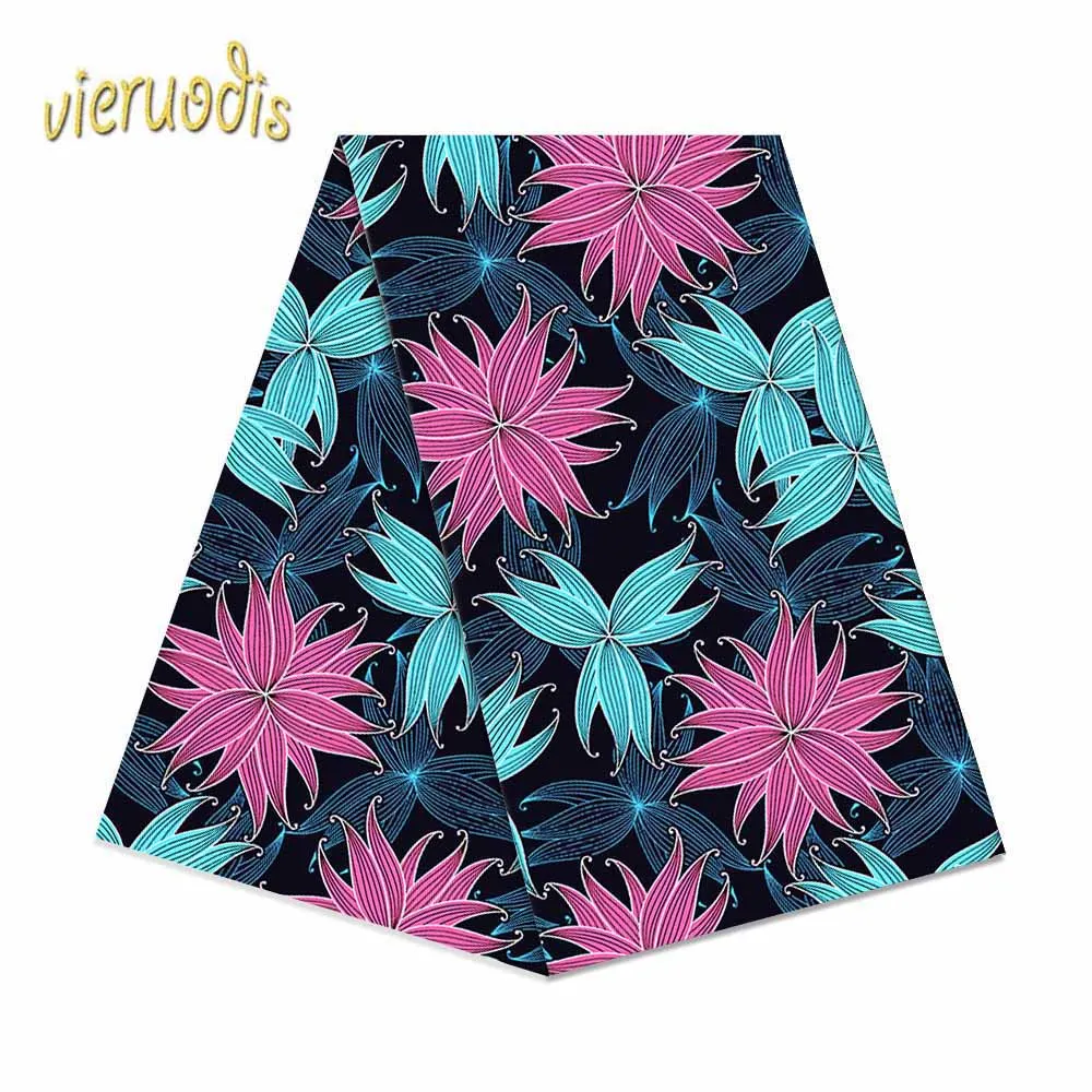 6 ярдов африканская восковая печатная ткань хлопок ткани, материал Дашики Печатный настоящий цветочный для платья A000346