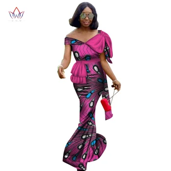 

African traditional dresses for women Fashion African Print Long Dress for Women Bazin Rich New African Design Clothing WY2632