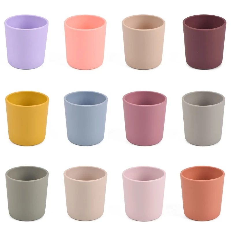 Baby Learning Drinking Cup BPA-free Heat-Resistant Silicone Snack Cup Water Mug Infant Toddler Drinkware H3CD