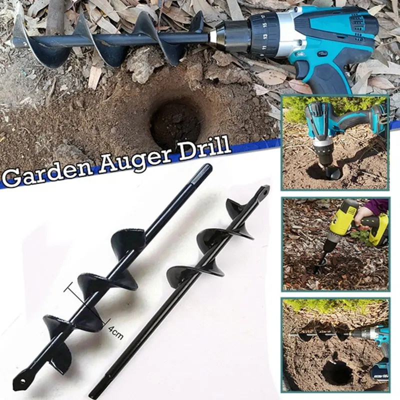 Mining Tool Drill Bit Cutter Planting Metal Black Twist Drill Planting Auger Spiral Ground Drill Practical Gardening Garden