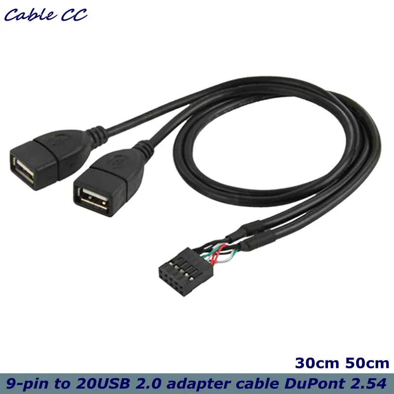 Motherboard 9Pin to Dual USB 2.0 Female Adapter Cable - 30cm/50cm Extension for Efficient Connectivity Description Image.This Product Can Be Found With The Tag Names Computer Cables Connecting, Computer Peripherals, Motherboard, PC Hardware Cables Adapters