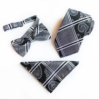 

fashion mens ties polyester silk tie wedding ties for men necktie pocket square bow tie three-piece suit gifts for men