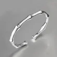 Горячая Распродажа, женский модный серебряный браслет, бамбуковый шарнирный Браслет-манжета