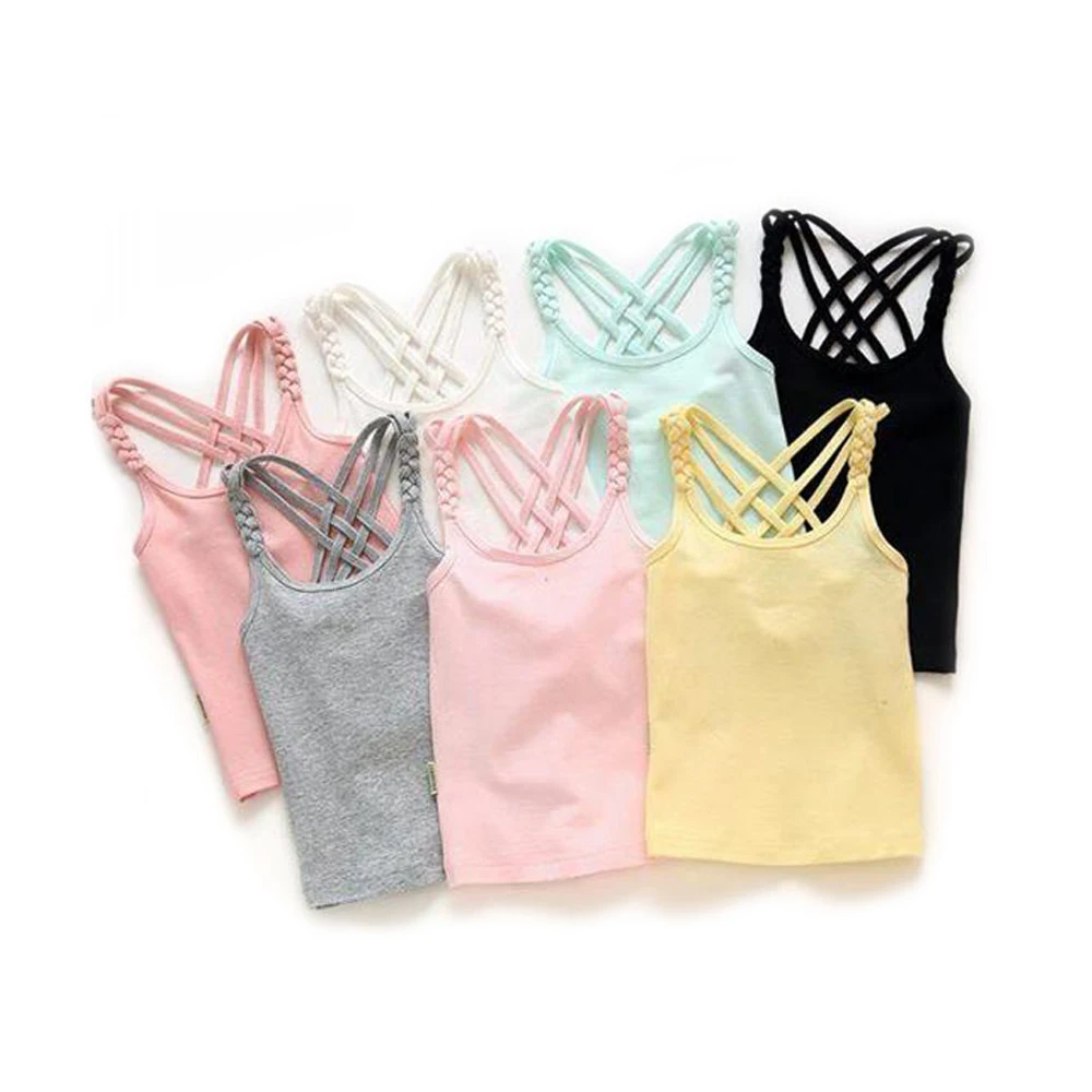 

2019 Girls Summer Tank Tops Cotton Kids Underwear Model Candy Color Girl Camisole Baby Singlets Children Undershirt Sports Top