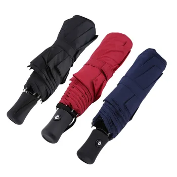 

3 Colors Durable Advanced Fully-Automatic Rain Umbrella UV-proof Three Folding Business Solid Sunshade Umbrella 94*66cm