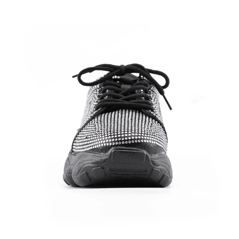 LALA IKAI/женские кроссовки; Черная дышащая сетчатая обувь; женские повседневные кроссовки с вулканизированной подошвой на шнуровке; теннисная обувь на мягкой платформе; A9239-4