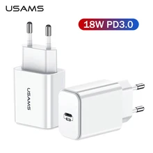 USAMS USB зарядное устройство 18 Вт PD Быстрая зарядка usb type C PD зарядное устройство для iPhone X XS XR портативное зарядное устройство для телефона huawei samsung адаптер