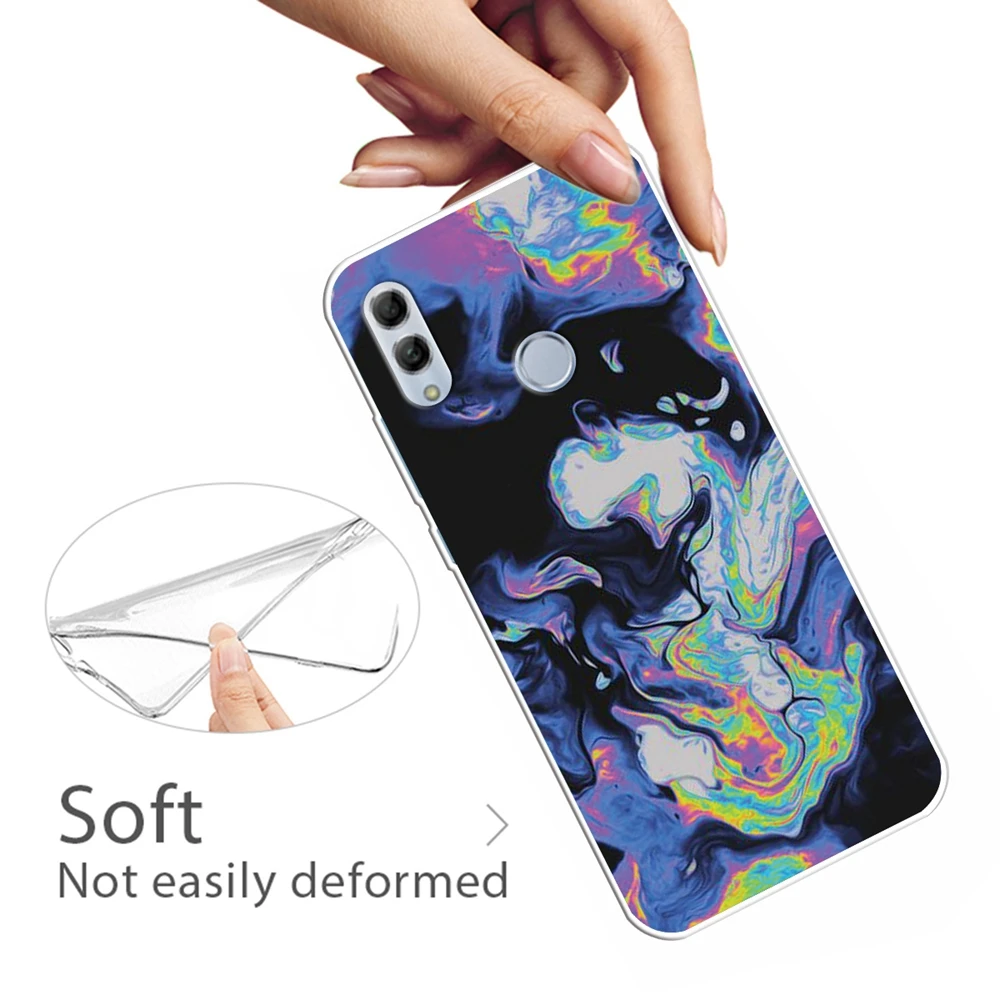 Мраморный чехол для huawei P Smart 2019 Модный тисненый лак Мягкий ТПУ Hono 10 Lite 20 Pro Чехол