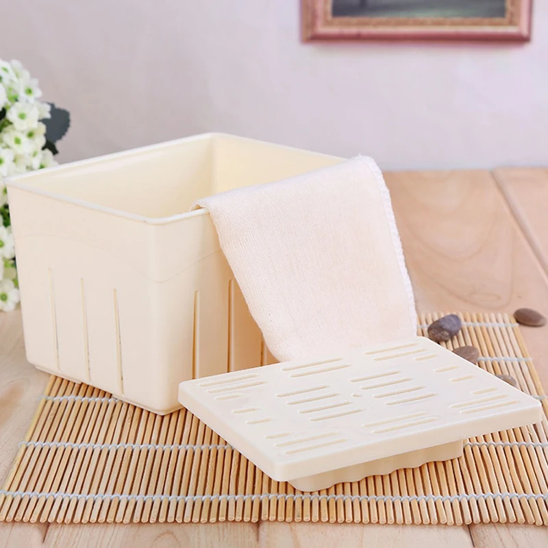 Tofu Press Mould Kitchen Cooking Tool Set Homemade Tofu Mold Soybean Curd Tofu Making Mold With Cheese Cloth DIY Plastic