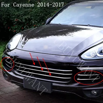

For Porsche Cayenne 2014 2015 2016 2017 ABS Car Front 3D bumper Mesh Vent Hole Dirt Grille Grills Cover Trims
