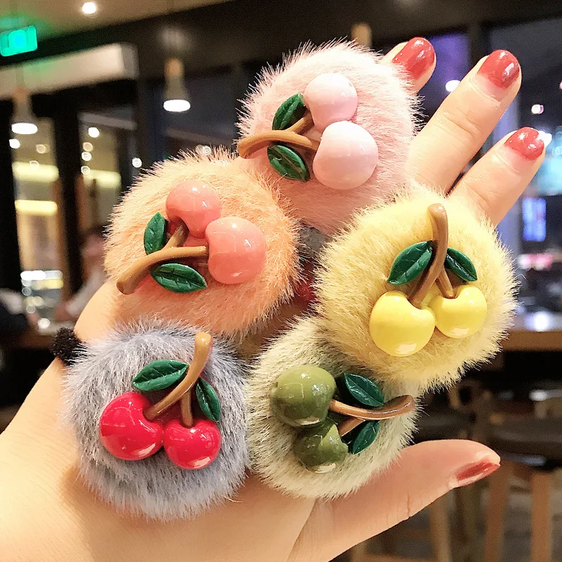 

Cute Colorful Hairball Cherry Elastic Hair Band Ponytail Holder Sweet Scrunchie Headband Rubber Band Fashion Hair Accessorie