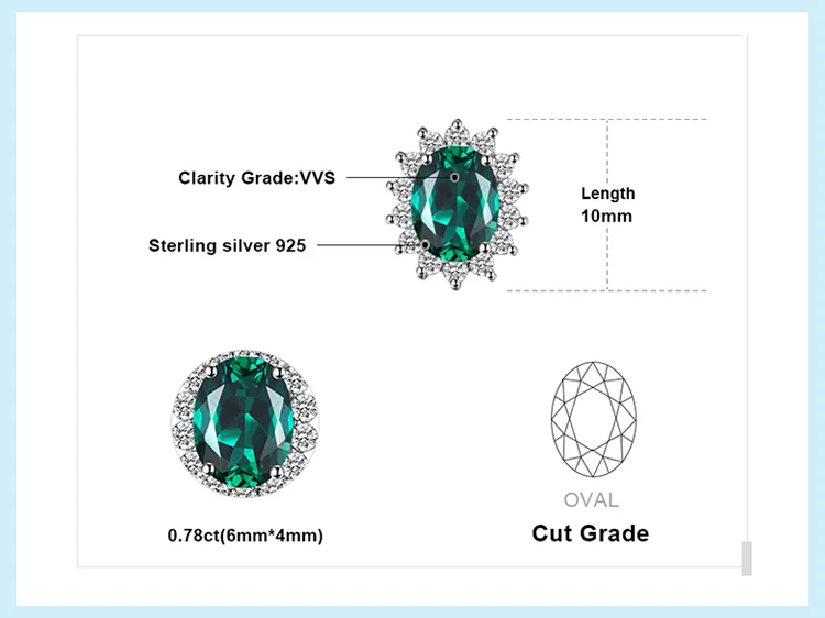 Jewelrypalace Принцесса Диана Уильям Кейт Миддлтон 1.5ct синий создан emerled Серьги-гвоздики 925 серебро Красивые ювелирные изделия