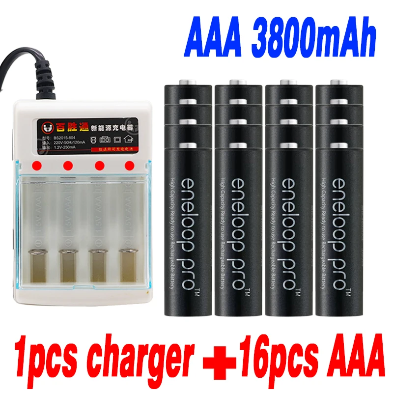 Красный Panasonic eneloop Pro AAA аккумуляторная батарея 3800 MAH 1,2 V Ni-MH игрушка-фонарик перезаряжаемая батарея подогреватель с зарядным устройством - Цвет: Красный