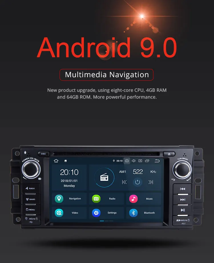 Flash Deal TOPBSNA Car DVD Player Android 9.0 For Jeep Wrangler Compass Grand Cherokee Commander Dodge WIFI 1 Din Car Radio Stereo headunit 1