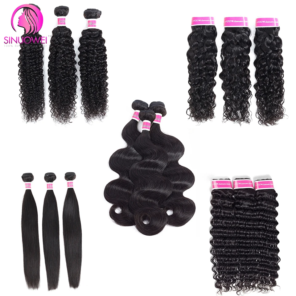 Wholesale Indian Straight Body Wave Hair Weave Bundles Remy Human Hair Bundles Deep Wave Water Wave Kinky Curly Weft Extensions 1