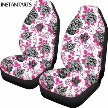 

INSTANTARTS Colouful Rose Printed Auto Front Place Protector Sheet High Quality Stylish Stretch Seat Protector Waterproof Covers