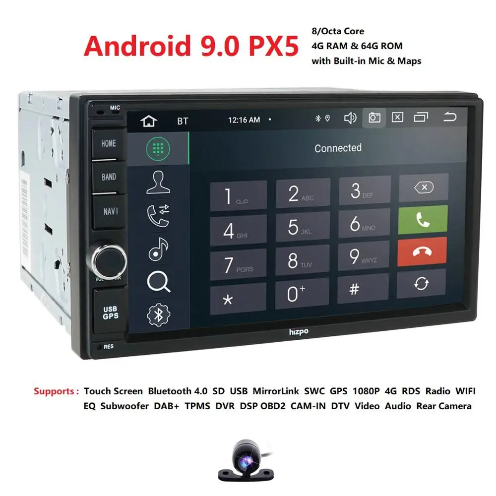 

4GRAM 64ROM 8Cores 7'' Android 9.0 Auto Radio 2DIN Universal Car NO DVD player GPS Stereo Audio Head unit Support Bluetooth DAB