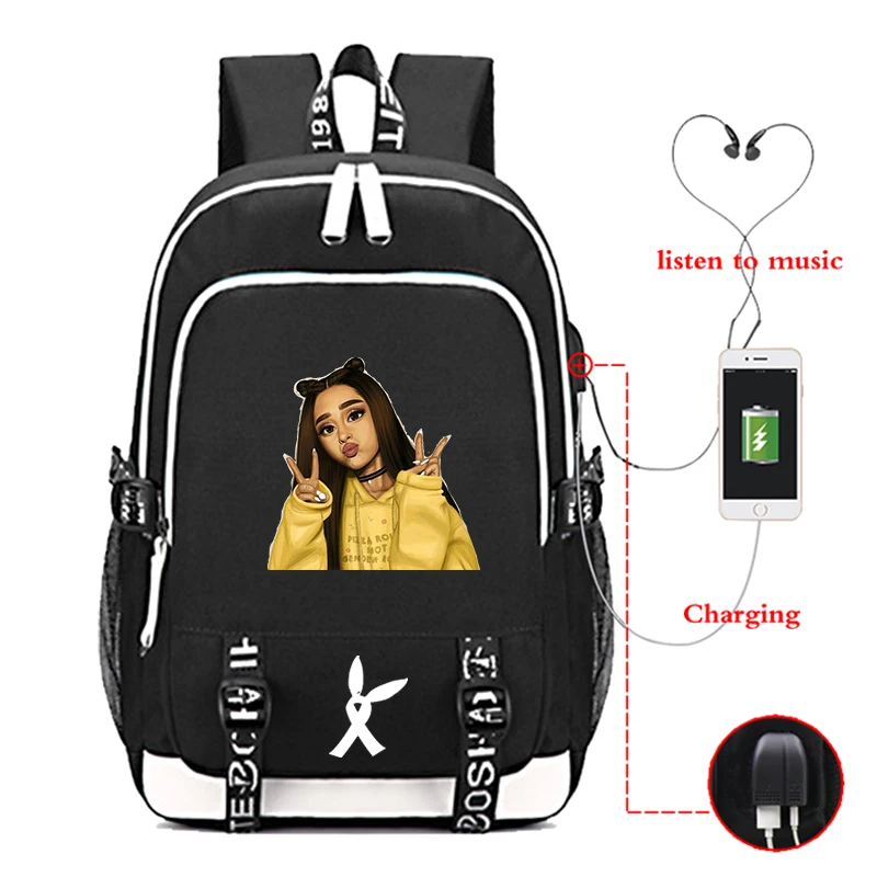 6 Mochila Feminina Ariana большая сумка-рюкзак USB зарядка Рюкзак для ноутбука школьные сумки для подростков девочек мальчиков Большая Парусиновая дорожная сумка - Цвет: 6