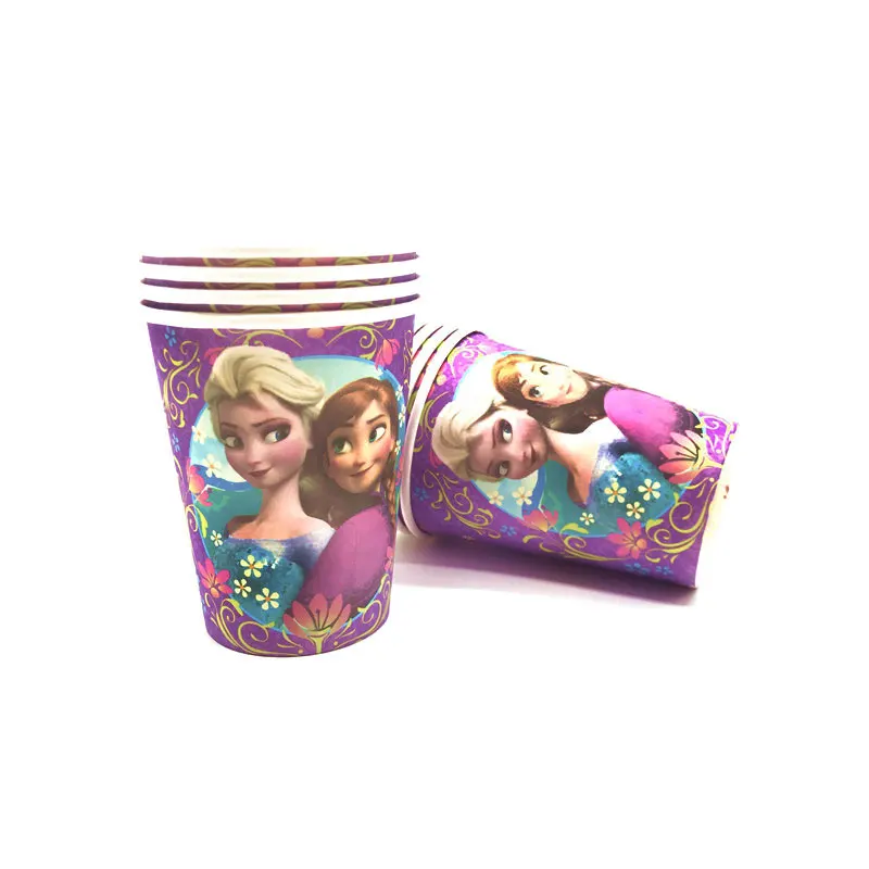 Party supplies disposable tableware Disney Frozen Anna and Elsa Princess birthday party Decorations Tablecloth Plates Cups Flags