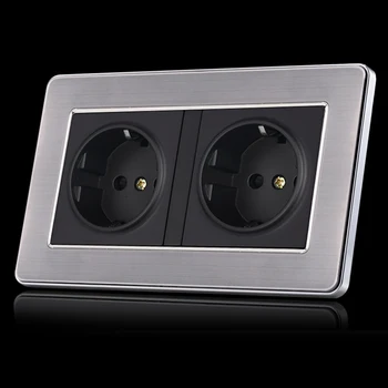 

2 Jack Port 250V 16A Power Socket 146 Type Wall Socket Charger Smart Socket German Type Electrical Power Socket EU Plug