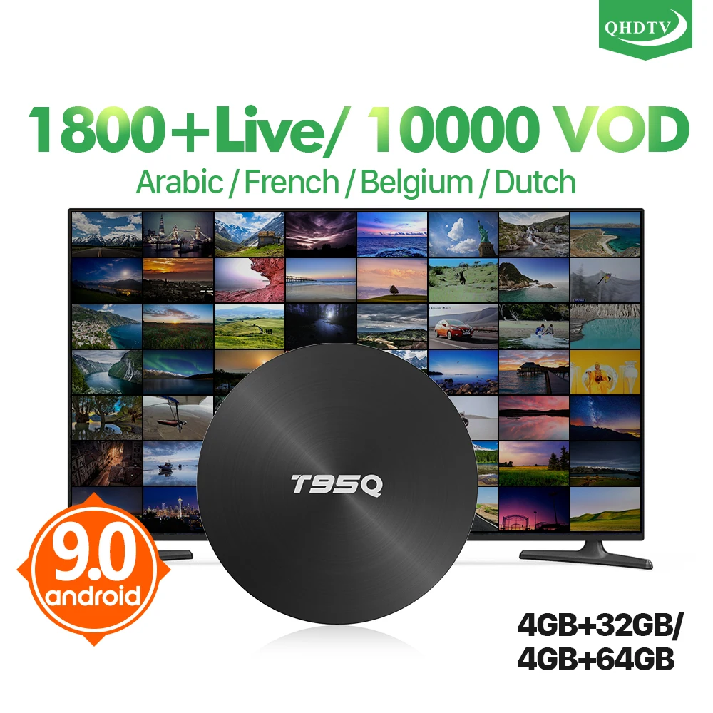 

T95Q QHDTV IPTV Box IPTV France Arabic Italy Belgium IP TV Android 9.0 Smart TV Box IPTV Subscription Morocco Netherlands Arabic