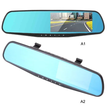 

1080P HD 4.3" LCD Display Ultra Wide Angle Front Rear Camera Dual Recording Driving Recorder On Rear View Mirror