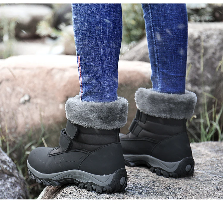Женские ботинки; плюшевая обувь на плоской подошве; Зимние теплые кроссовки; женские зимние ботильоны; Водонепроницаемая женская обувь на меху; прогулочная обувь для женщин