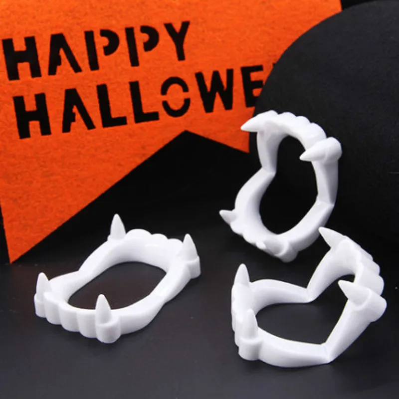 10pcs Halloween Fake Vampire Teeth Party Decoration for Kids Plastic False Vampire Teeth Costume Halloween Theme Toy Supplies