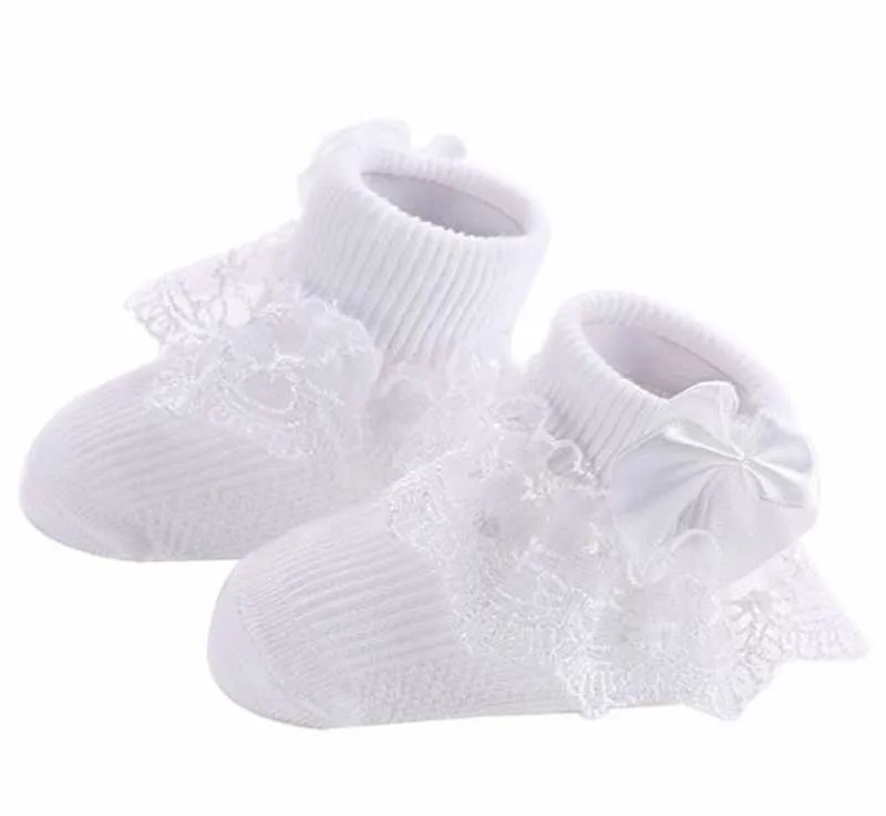 white 10 пара/лот, хлопковые кружевные Гольфы с оборками для маленьких девочек милые красные, белые, желтые носки-пачки принцессы - Цвет: white