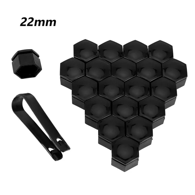 20Pcs Car Wheel Nut Caps Auto Hub Screw Cover 17mm 19mm 21mm Bolt Rims Exterior Decoration Special Socket Protection Dust Proof 22mm Black