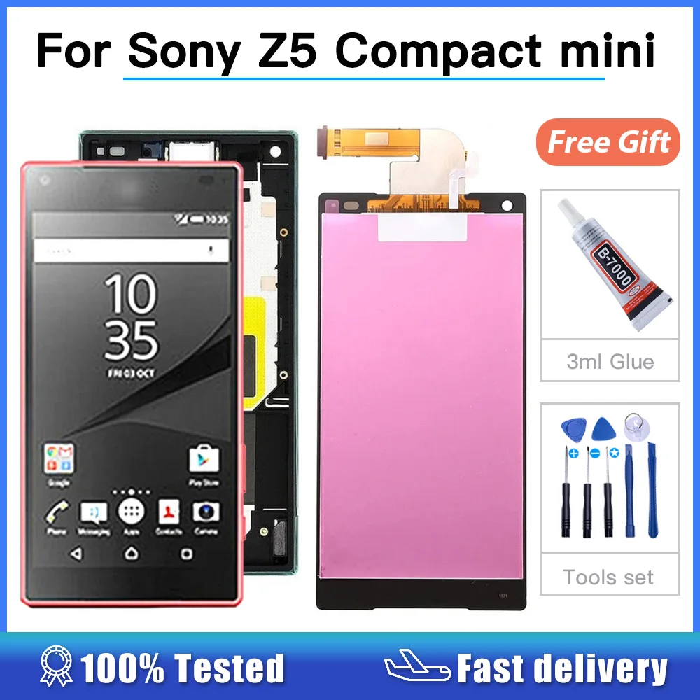 4.6 "Lcd Originale Per Sony Xperia Z5 Display Compatto Touch Screen Con Cornice Per Sony Xperia Z5 Mini Lcd E5823 E5803 Digitalizzatore